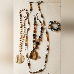 Lot of 3 enamel beaded necklaces and 1 bracelet